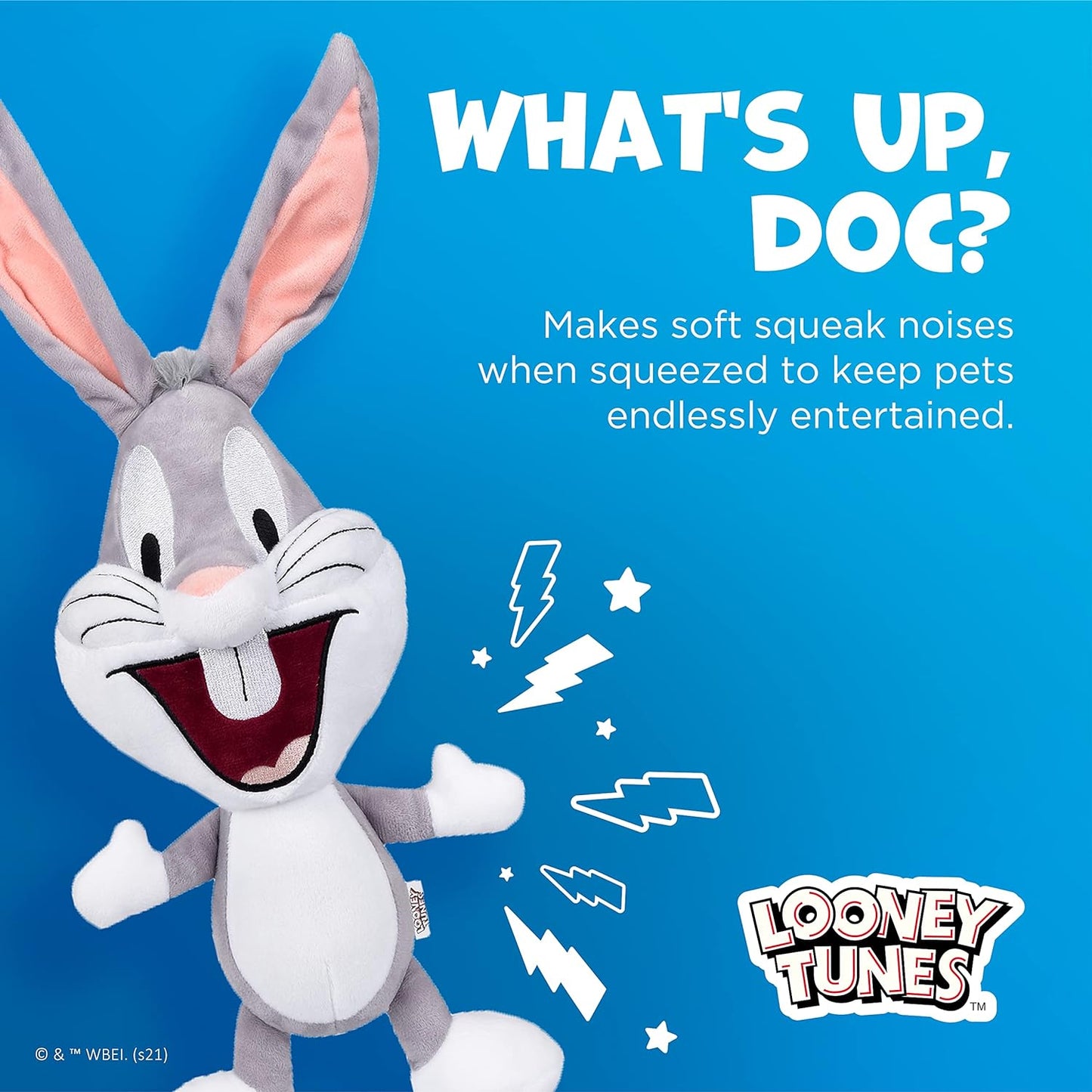 Looney Tunes Bugs Bunny Big Head Plush, Medium 9-Inch Stuffed Animal for All Dogs | Officially Licensed Warner Bros Dog Toy