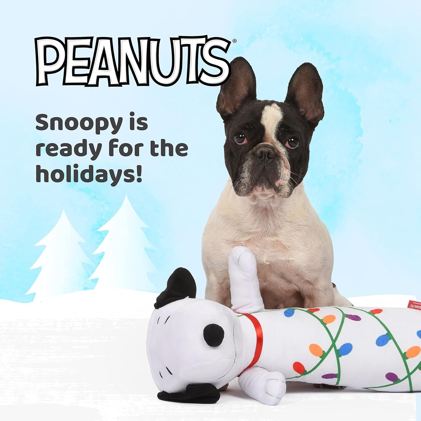 Snoopy Holiday Bobo Body Large Dog Toy | Plush Snoopy Tangled Holiday Lights Christmas Squeaky Dog Chew Toy | Plush Dog Toy for Large Dogs, 24", (FF18440)