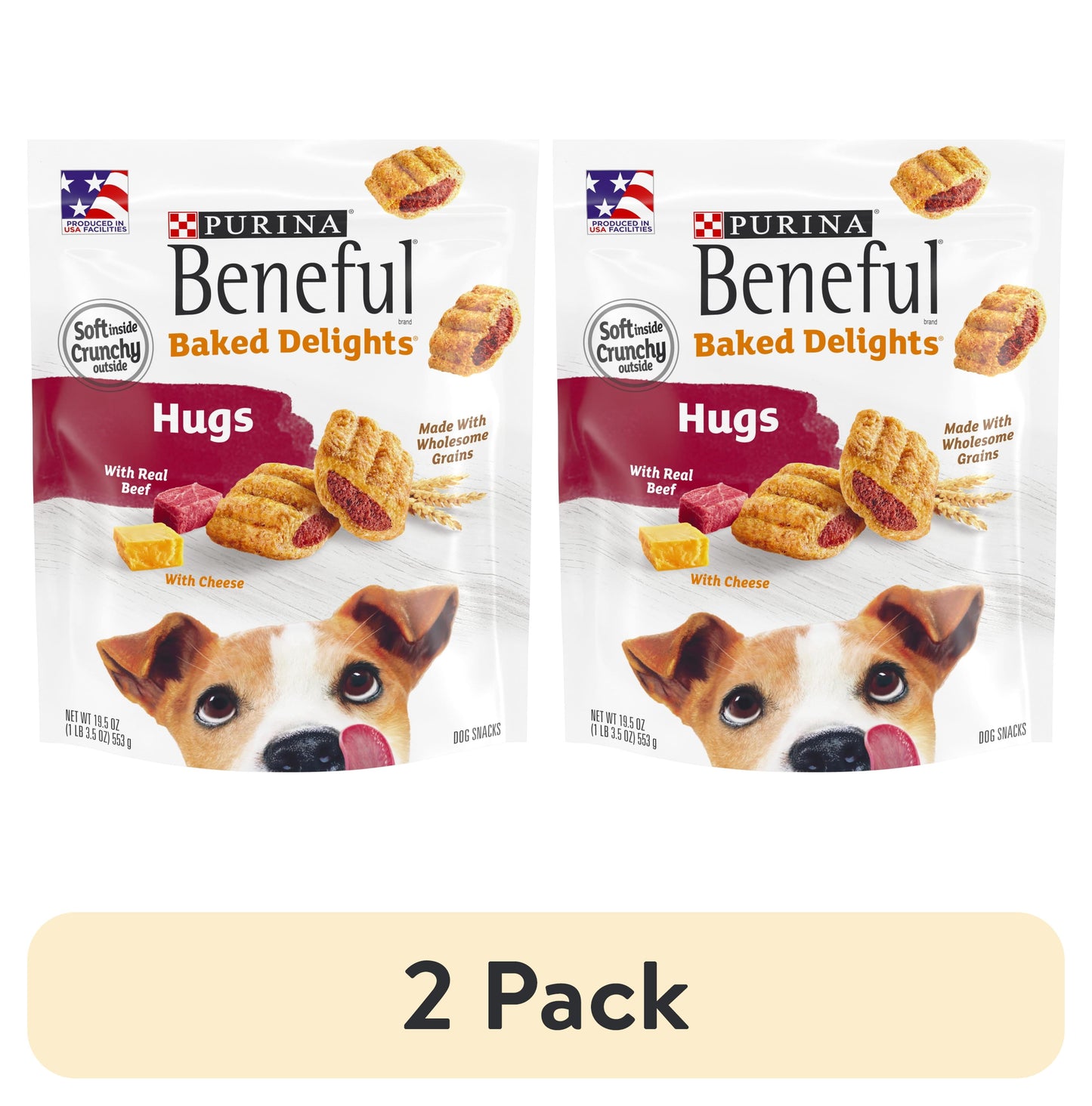 (2 Pack) Baked Delights Hugs with Real Beef and Cheese Oven Baked Dog Treats