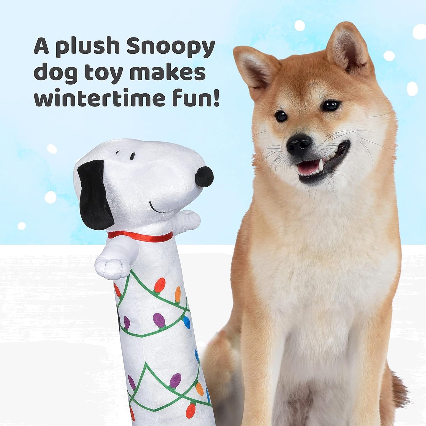 Snoopy Holiday Bobo Body Large Dog Toy | Plush Snoopy Tangled Holiday Lights Christmas Squeaky Dog Chew Toy | Plush Dog Toy for Large Dogs, 24", (FF18440)