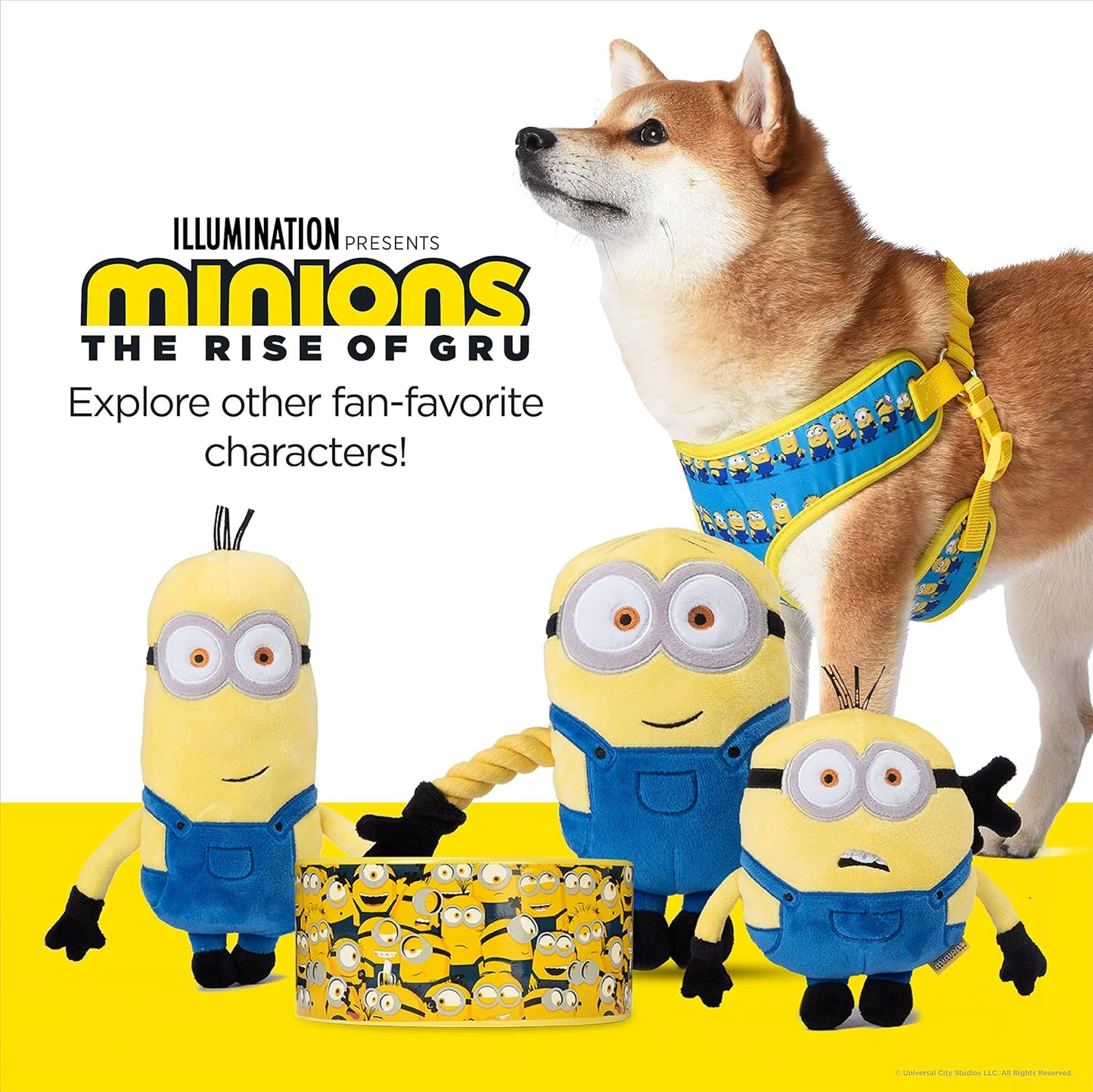 Minion Plush Toy Despicable Me Rise of Gru Otto Circle Dog Toy | Cute Plush Squeaky Dog Toy| Soft Stuffed Dog Chew Toys in Yellow, Minion Toys for All Dogs