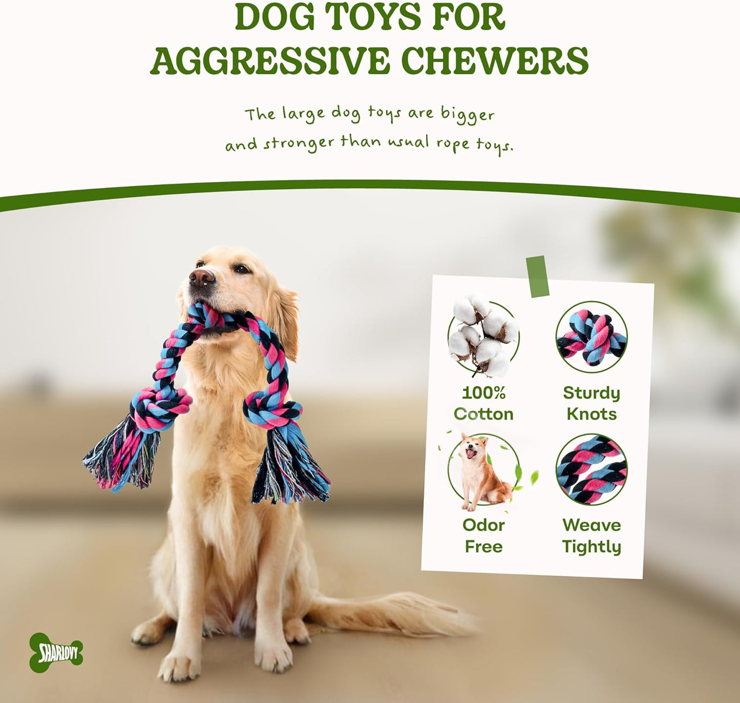 Dog Rope Toy for Large Dogs, Heavy Duty Dog Chew Toys for Aggressive Chewers, In