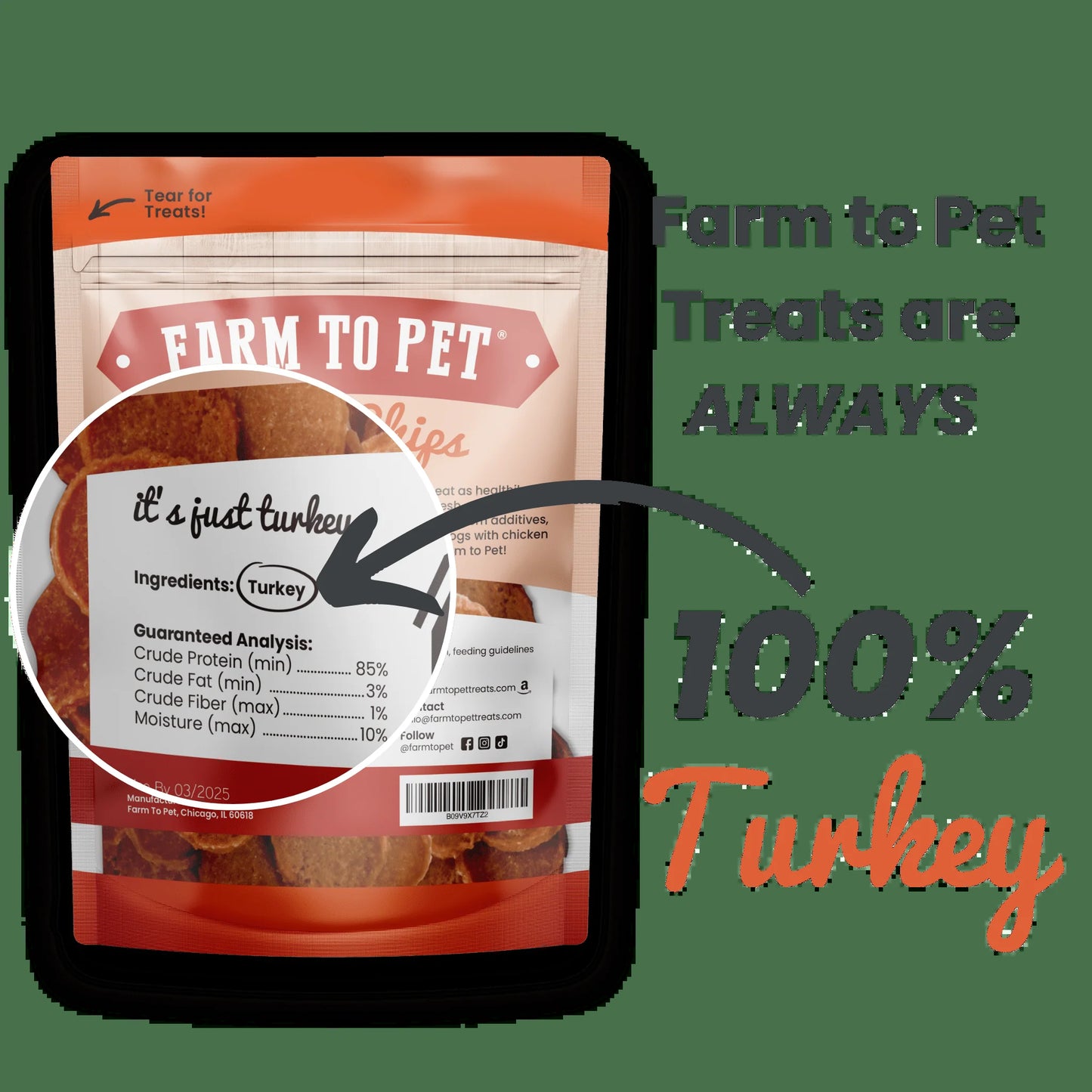 Turkey Chips for Dogs | All-Natural Single-Ingredient Healthy Dog Treats
