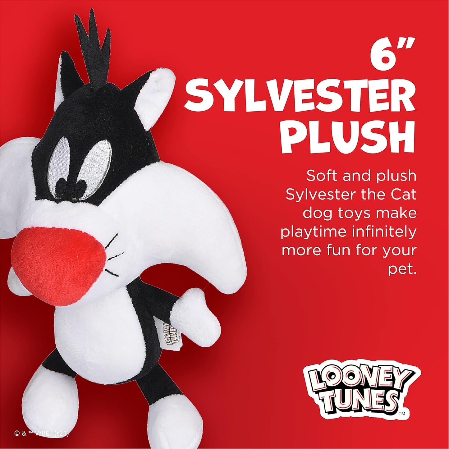 Looney Tunes for Pets Sylvester the Cat Big Head Plush Dog Toy