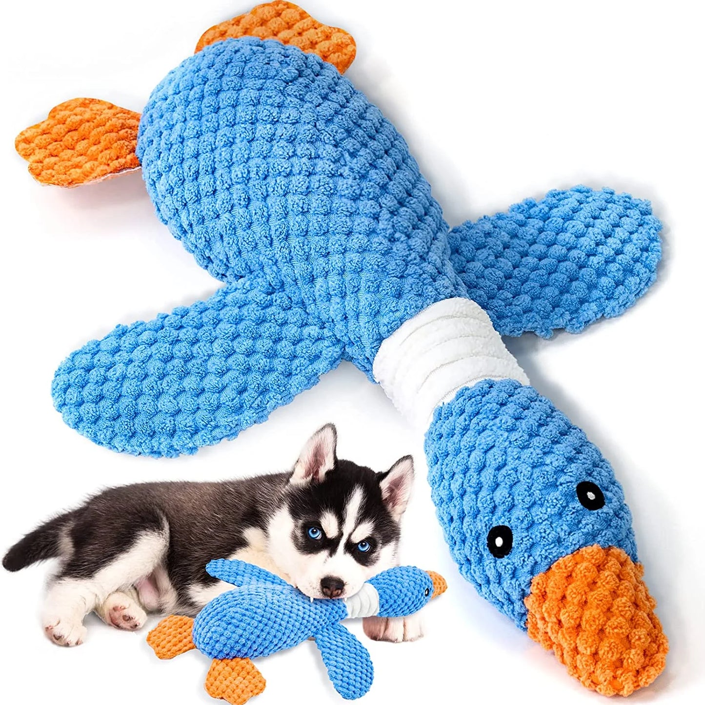 Upgraded Goose Indestructible Dog Toys for Aggressive Chewers Small Medium Large Breed, Crinkle Squeaky Dog Toys Plush Dog Toy Puppy Chew Toys for Teething, Duck Interactive Dog Puppy Toys