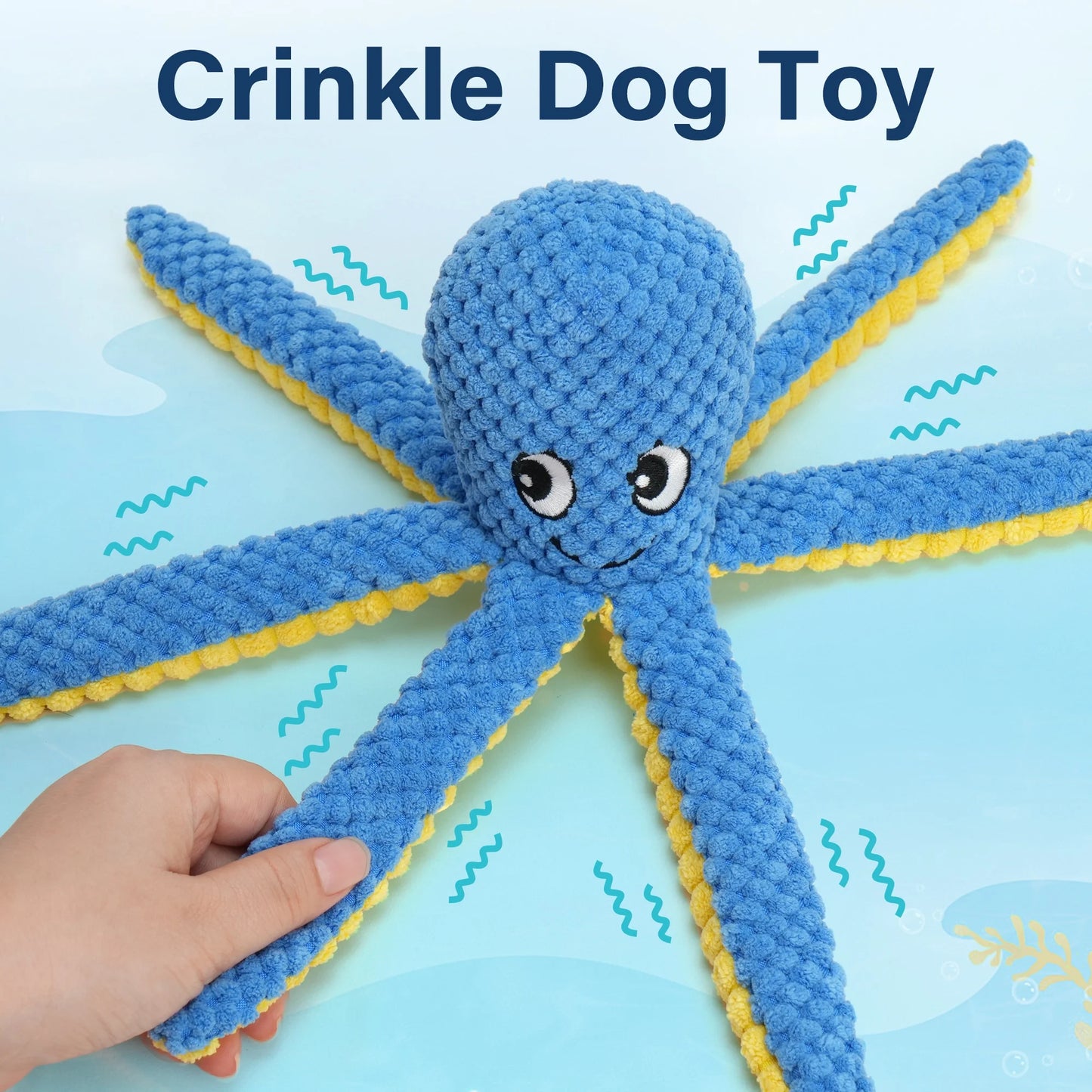 Dog Toys, 5Pc Plush Ocean Animal Dog Squeaky Toy, Crinkle Pet Toy, Stuffed Puppy Chew Toys