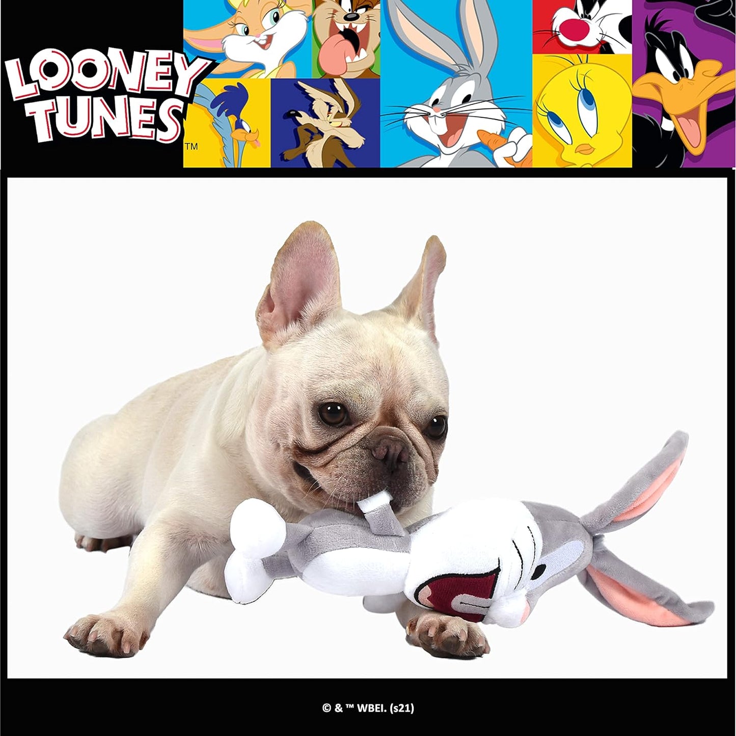 Looney Tunes Bugs Bunny Big Head Plush, Medium 9-Inch Stuffed Animal for All Dogs | Officially Licensed Warner Bros Dog Toy