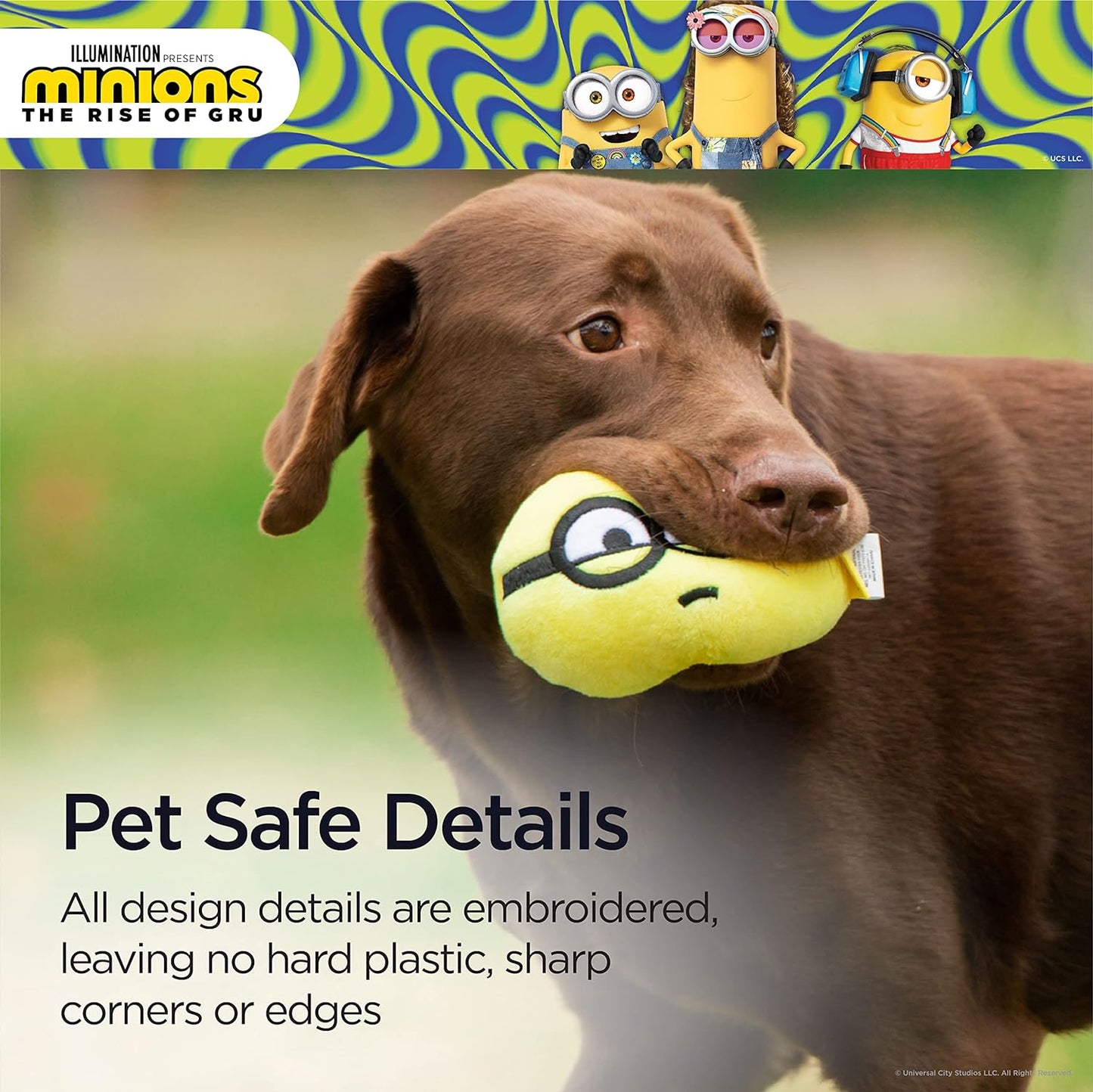 Minion Plush Toy Despicable Me Rise of Gru Otto Circle Dog Toy | Cute Plush Squeaky Dog Toy| Soft Stuffed Dog Chew Toys in Yellow, Minion Toys for All Dogs