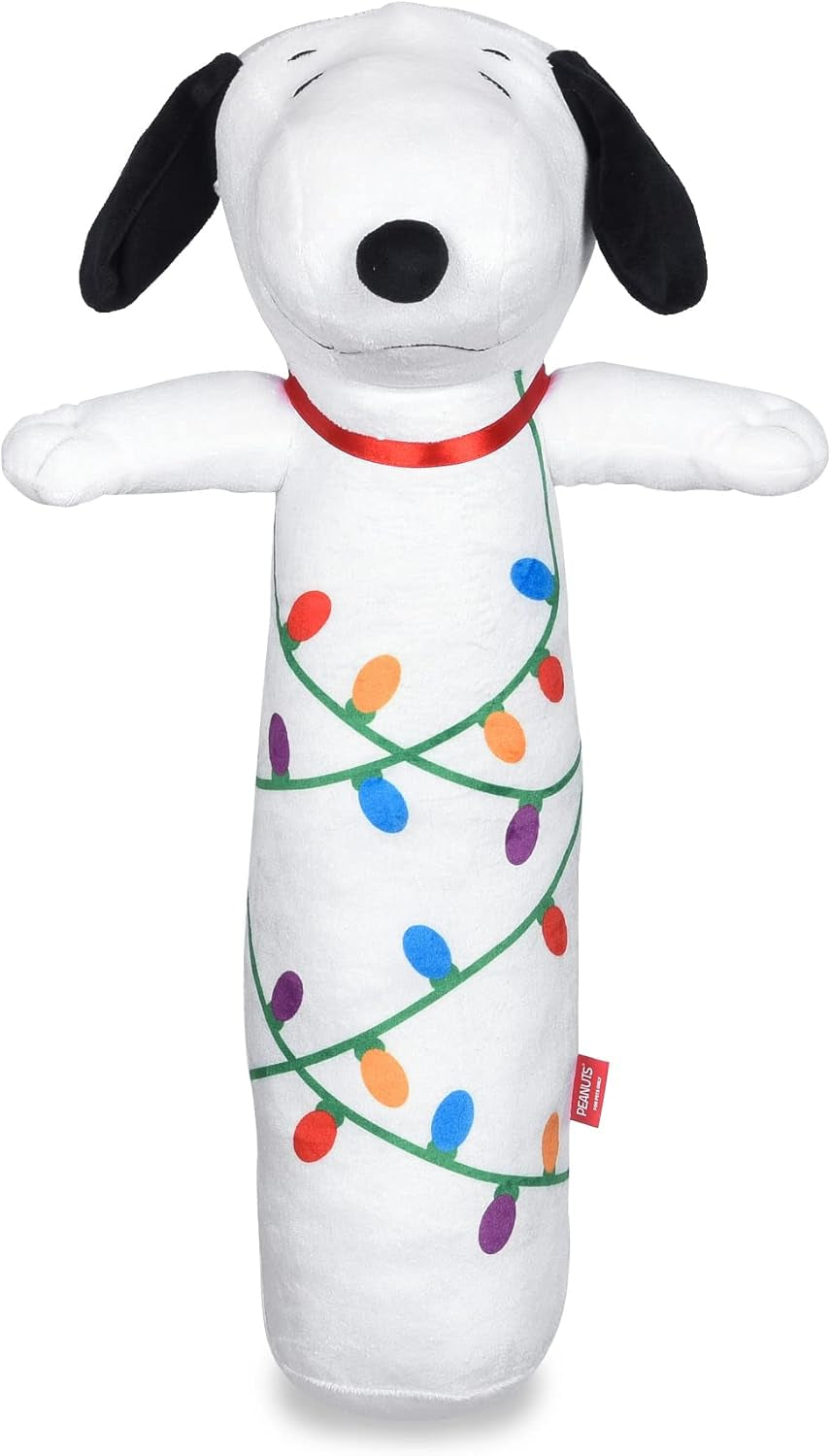 Snoopy Holiday Bobo Body Large Dog Toy | Plush Snoopy Tangled Holiday Lights Christmas Squeaky Dog Chew Toy | Plush Dog Toy for Large Dogs, 24", (FF18440)