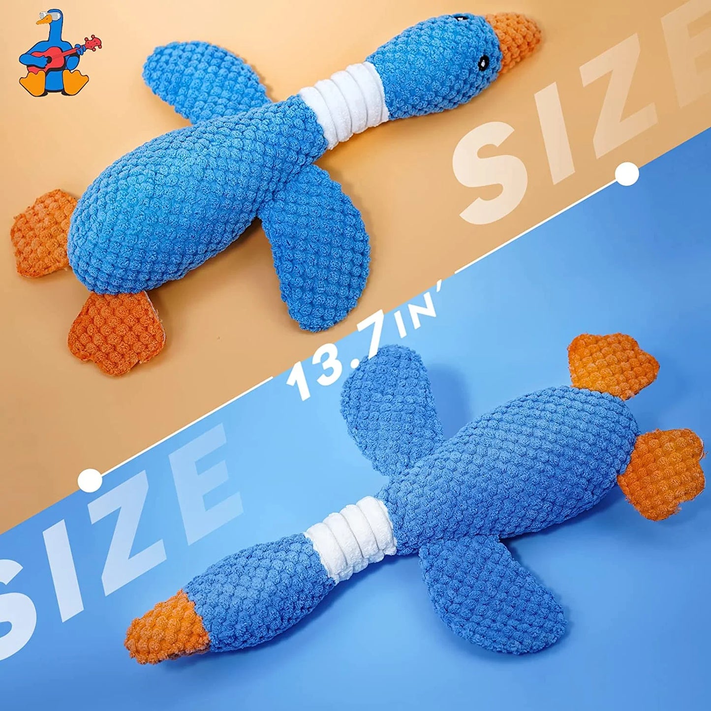 Upgraded Goose Indestructible Dog Toys for Aggressive Chewers Small Medium Large Breed, Crinkle Squeaky Dog Toys Plush Dog Toy Puppy Chew Toys for Teething, Duck Interactive Dog Puppy Toys