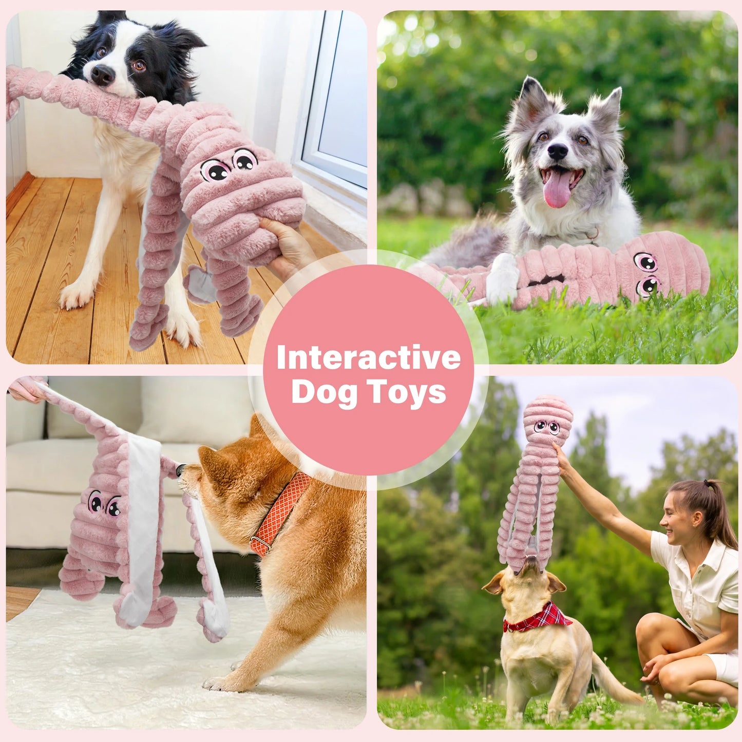 Dog Toys for Large Dogs, 27” Large Crinkle Squeaky Dog Chew Toy, Purple Octopus