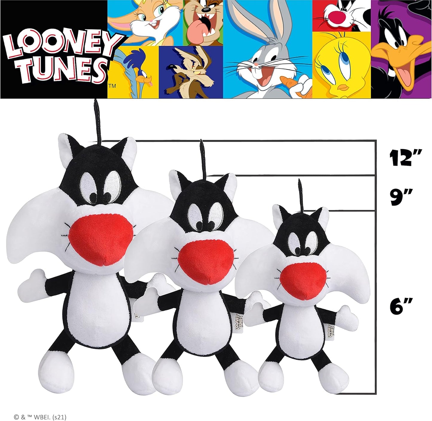 Looney Tunes for Pets Sylvester the Cat Big Head Plush Dog Toy