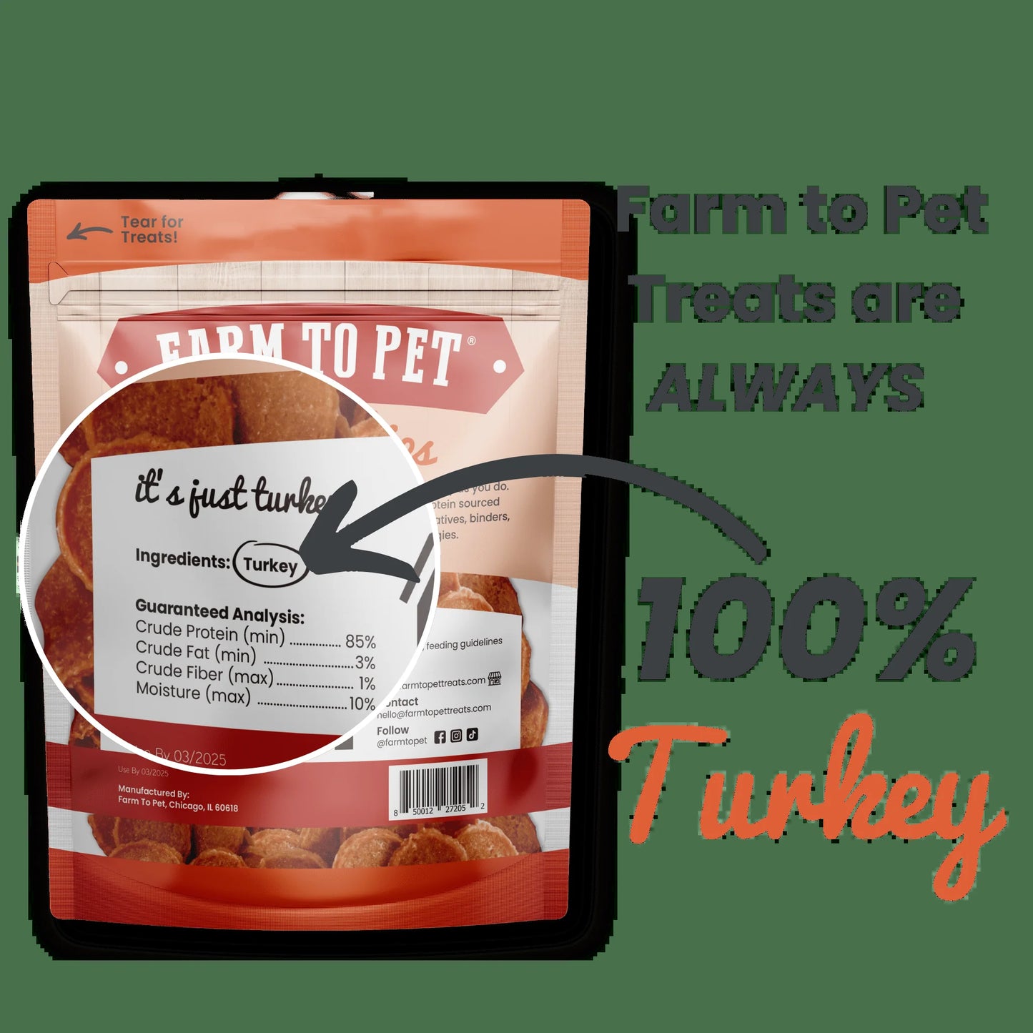 Turkey Chips for Dogs | All-Natural Single-Ingredient Healthy Dog Treats