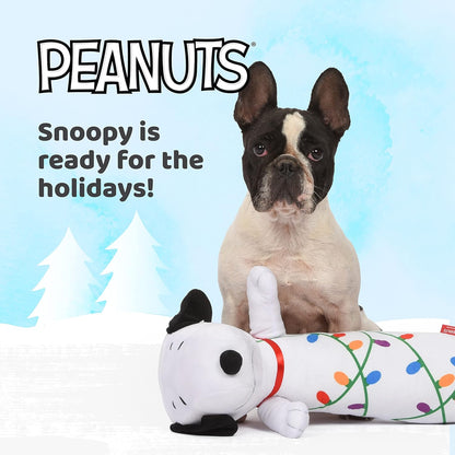 Snoopy Holiday Bobo Body Large Dog Toy | Plush Snoopy Tangled Holiday Lights Christmas Squeaky Dog Chew Toy | Plush Dog Toy for Large Dogs, 24", (FF18440)