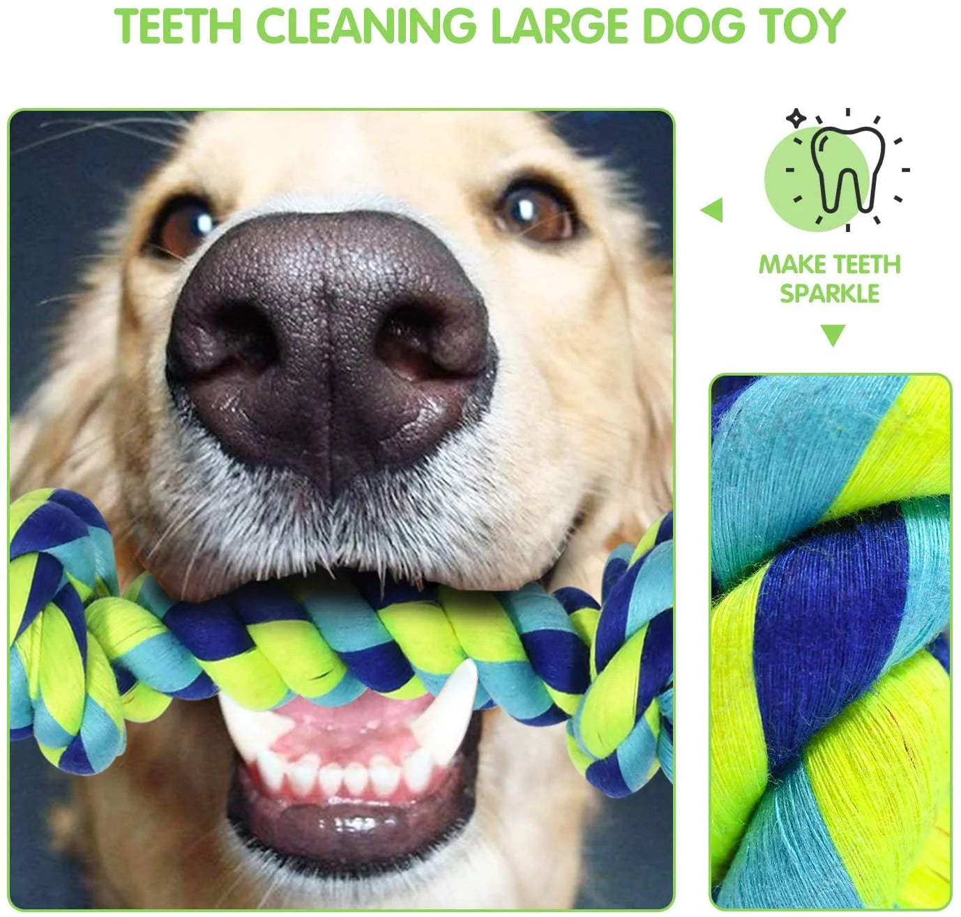 Large Tough Chew Toys, 9-Piece Indestructible Cotton Puppy Teething Tug Set for Aggressive Chewers