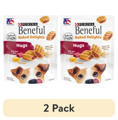 (2 Pack)   Baked Delights Hugs with Real Beef and Cheese Oven Baked Dog Treats