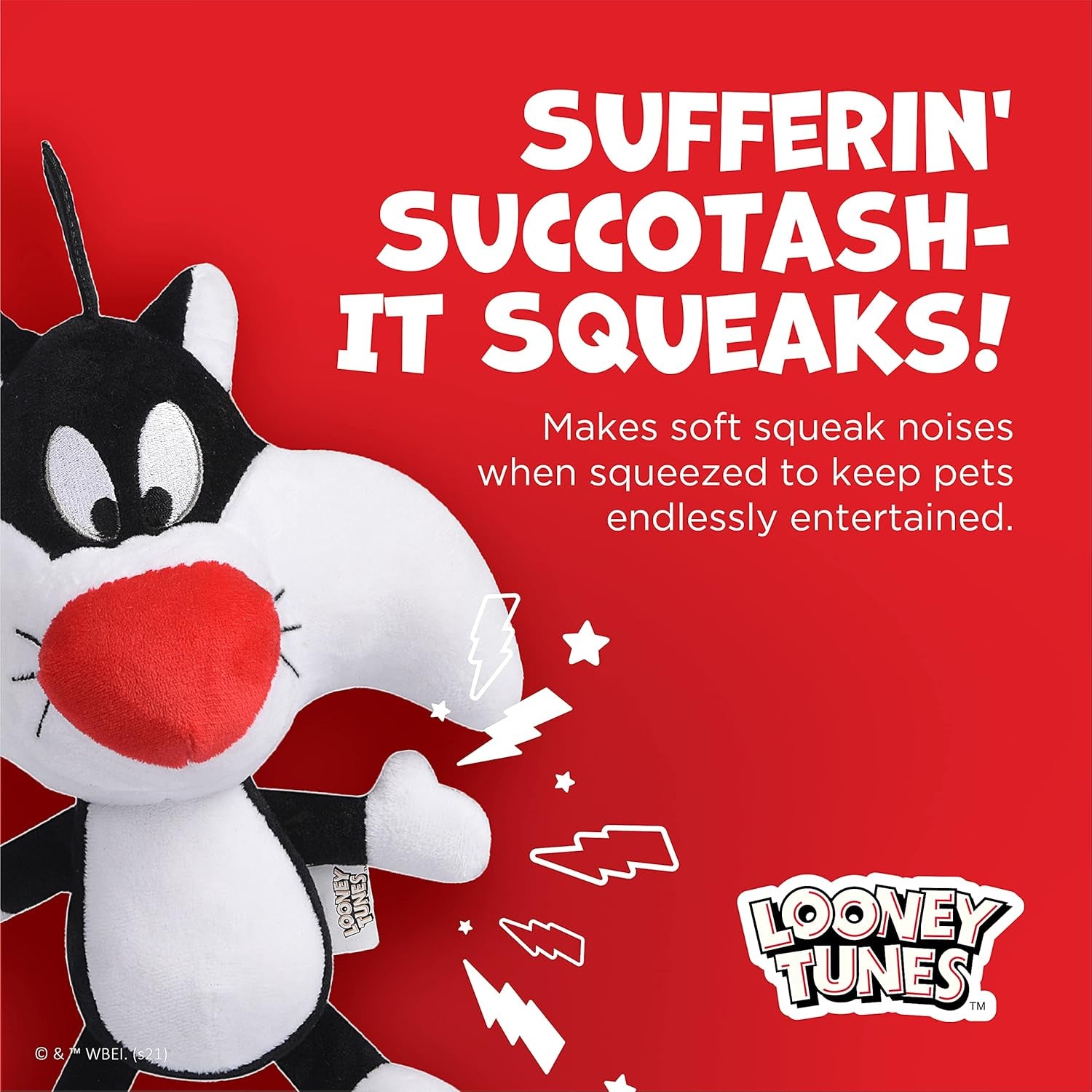 Looney Tunes for Pets Sylvester the Cat Big Head Plush Dog Toy