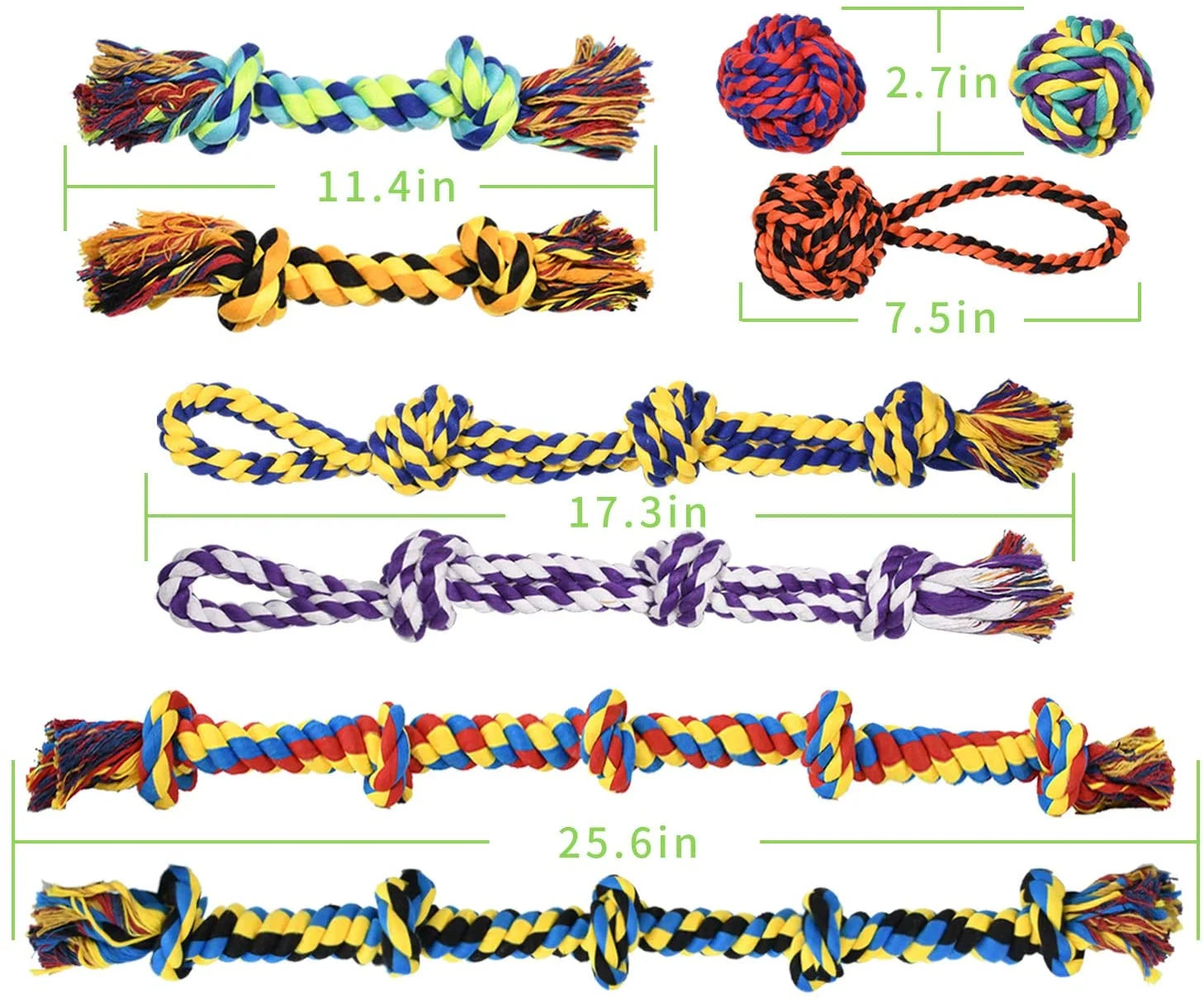 Large Tough Chew Toys, 9-Piece Indestructible Cotton Puppy Teething Tug Set for Aggressive Chewers