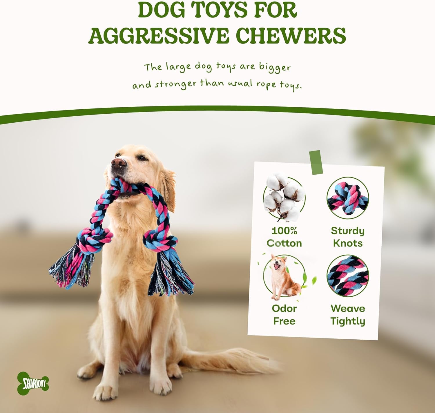 Dog Rope Toy for Large Dogs, Heavy Duty Dog Chew Toys for Aggressive Chewers, In
