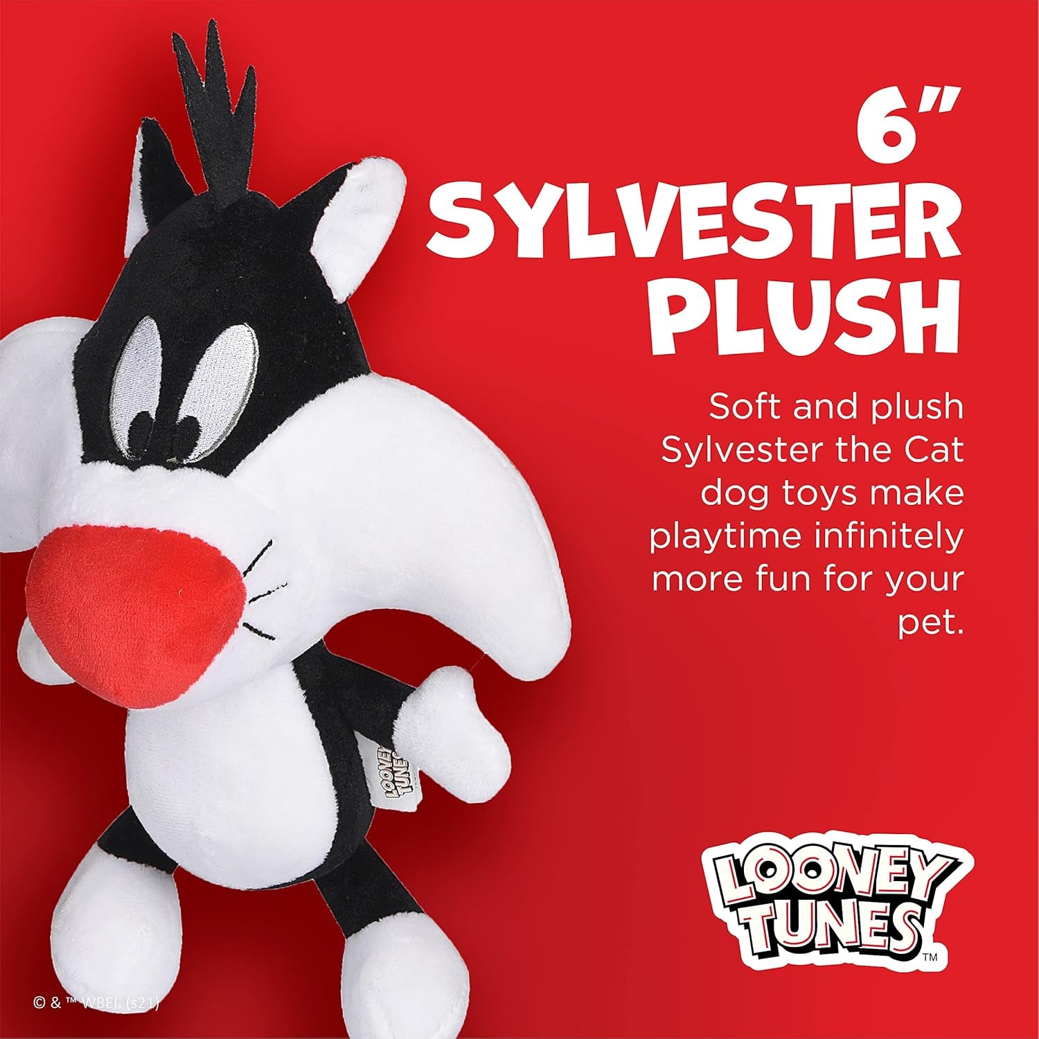 Looney Tunes for Pets Sylvester the Cat Big Head Plush Dog Toy