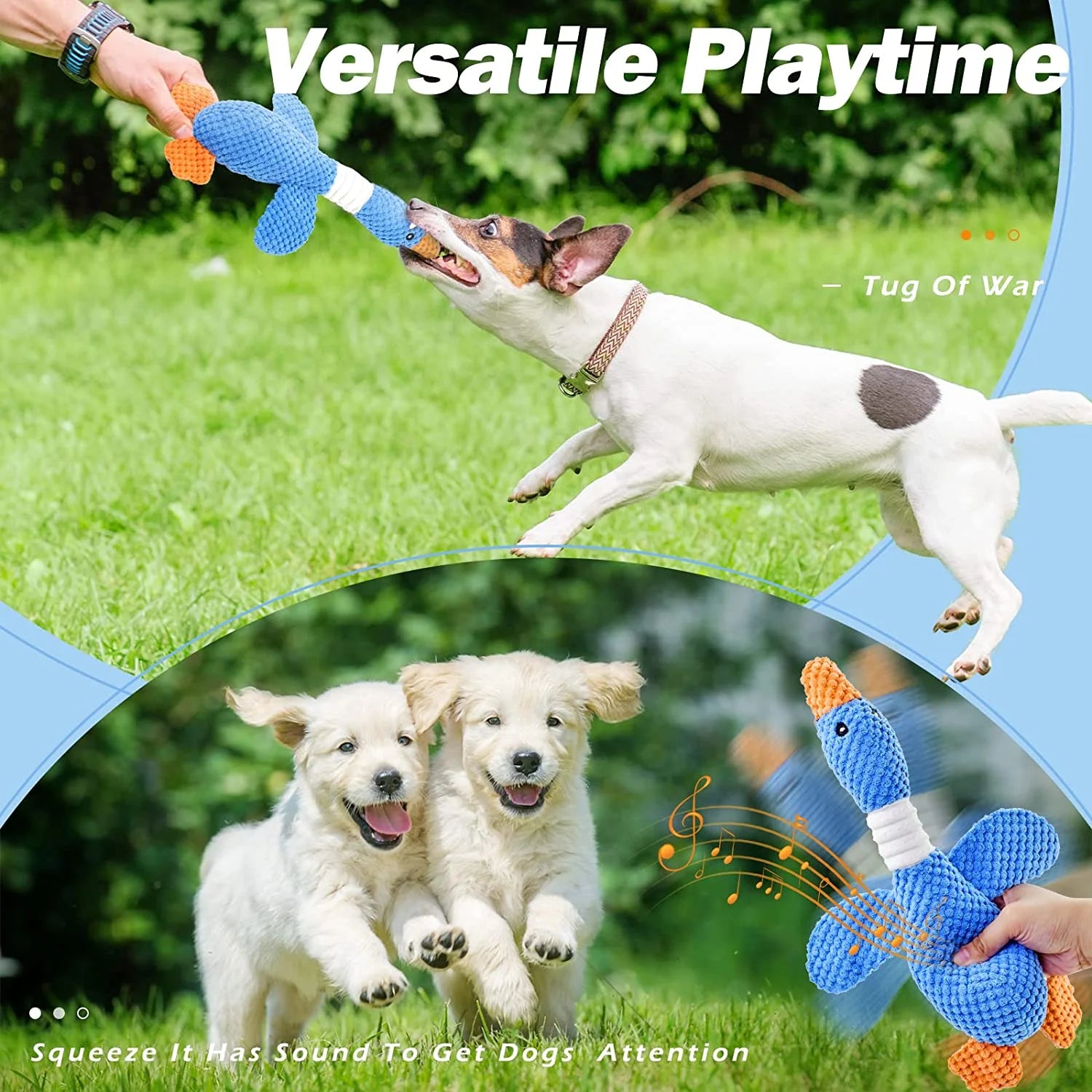 Upgraded Goose Indestructible Dog Toys for Aggressive Chewers Small Medium Large Breed, Crinkle Squeaky Dog Toys Plush Dog Toy Puppy Chew Toys for Teething, Duck Interactive Dog Puppy Toys