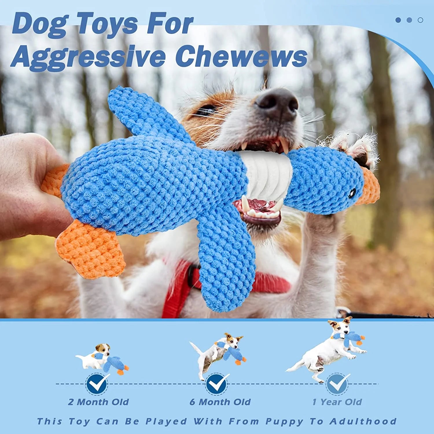 Upgraded Goose Indestructible Dog Toys for Aggressive Chewers Small Medium Large Breed, Crinkle Squeaky Dog Toys Plush Dog Toy Puppy Chew Toys for Teething, Duck Interactive Dog Puppy Toys