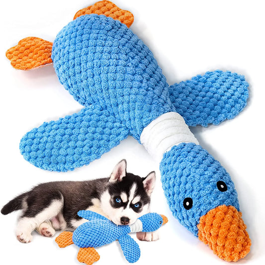 Upgraded Goose Indestructible Dog Toys for Aggressive Chewers Small Medium Large Breed, Crinkle Squeaky Dog Toys Plush Dog Toy Puppy Chew Toys for Teething, Duck Interactive Dog Puppy Toys
