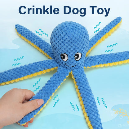 Dog Toys, 5Pc Plush Ocean Animal Dog Squeaky Toy, Crinkle Pet Toy, Stuffed Puppy Chew Toys