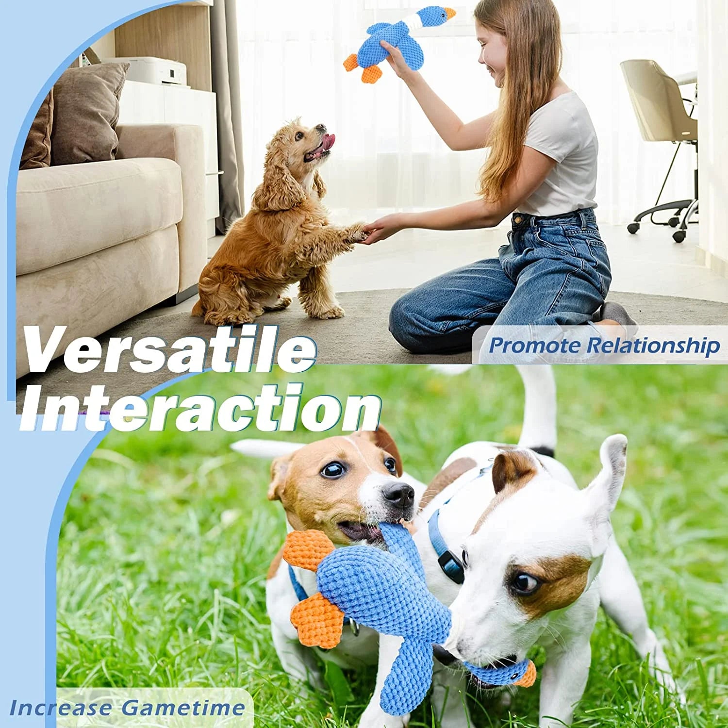 Upgraded Goose Indestructible Dog Toys for Aggressive Chewers Small Medium Large Breed, Crinkle Squeaky Dog Toys Plush Dog Toy Puppy Chew Toys for Teething, Duck Interactive Dog Puppy Toys