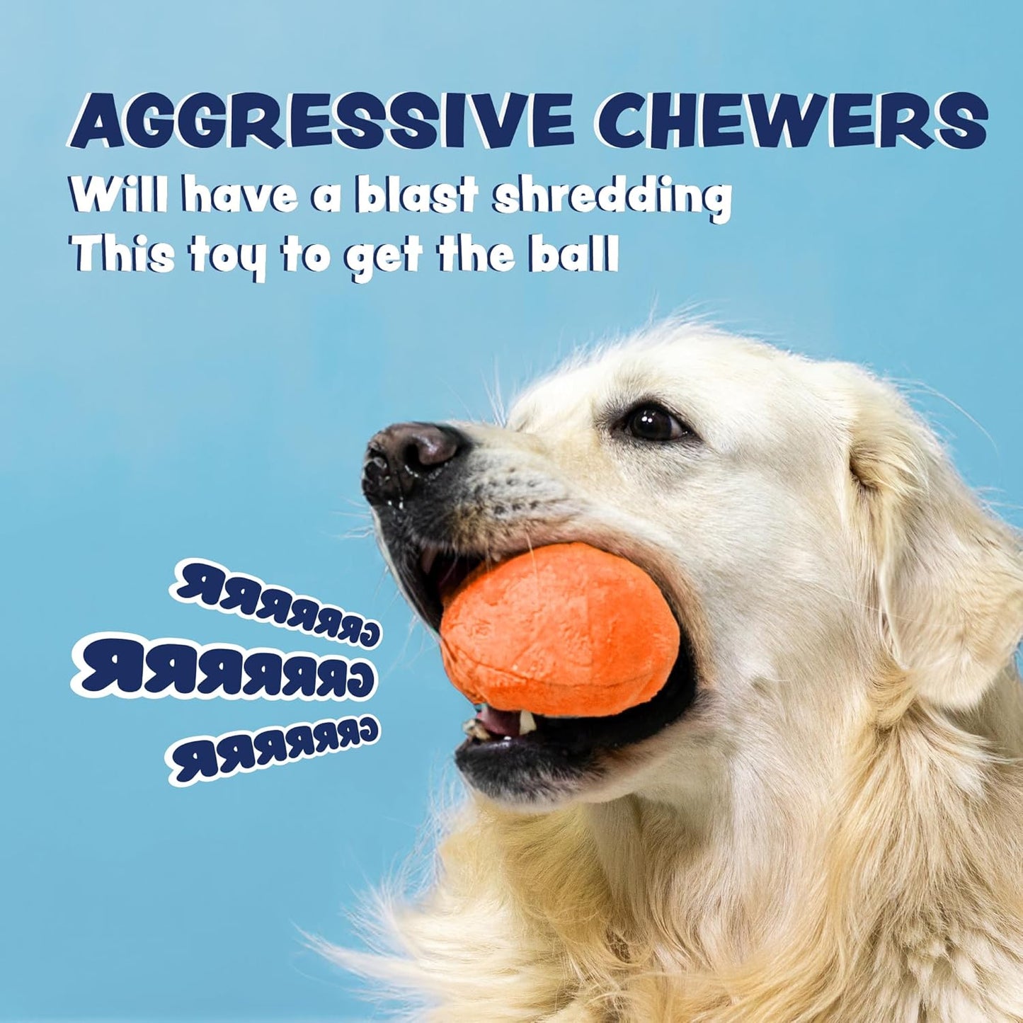 3-in-1 Interactive Squeaky Dog Toys for Aggressive Chewers - Suitable for Medium to Large Breeds - Puppy Teething Solution - Orange