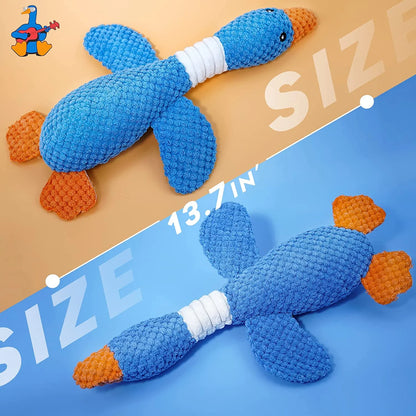 Upgraded Goose Indestructible Dog Toys for Aggressive Chewers Small Medium Large Breed, Crinkle Squeaky Dog Toys Plush Dog Toy Puppy Chew Toys for Teething, Duck Interactive Dog Puppy Toys