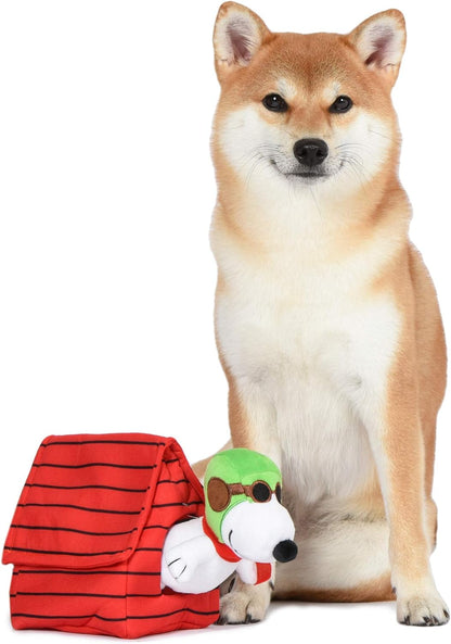 Peanuts for Pets Charlie Brown Pilot Snoopy Burrow Dog Toy | Red and White Burrow Dog Toy for All Dogs, Official Product of Peanuts | Hide and Seek Dog Toys, Snoopy Fabric Plush Toys for Dogs